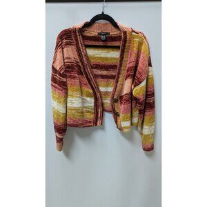 Forever 21 Red/Yellow Striped Cropped Cardigan Sweater